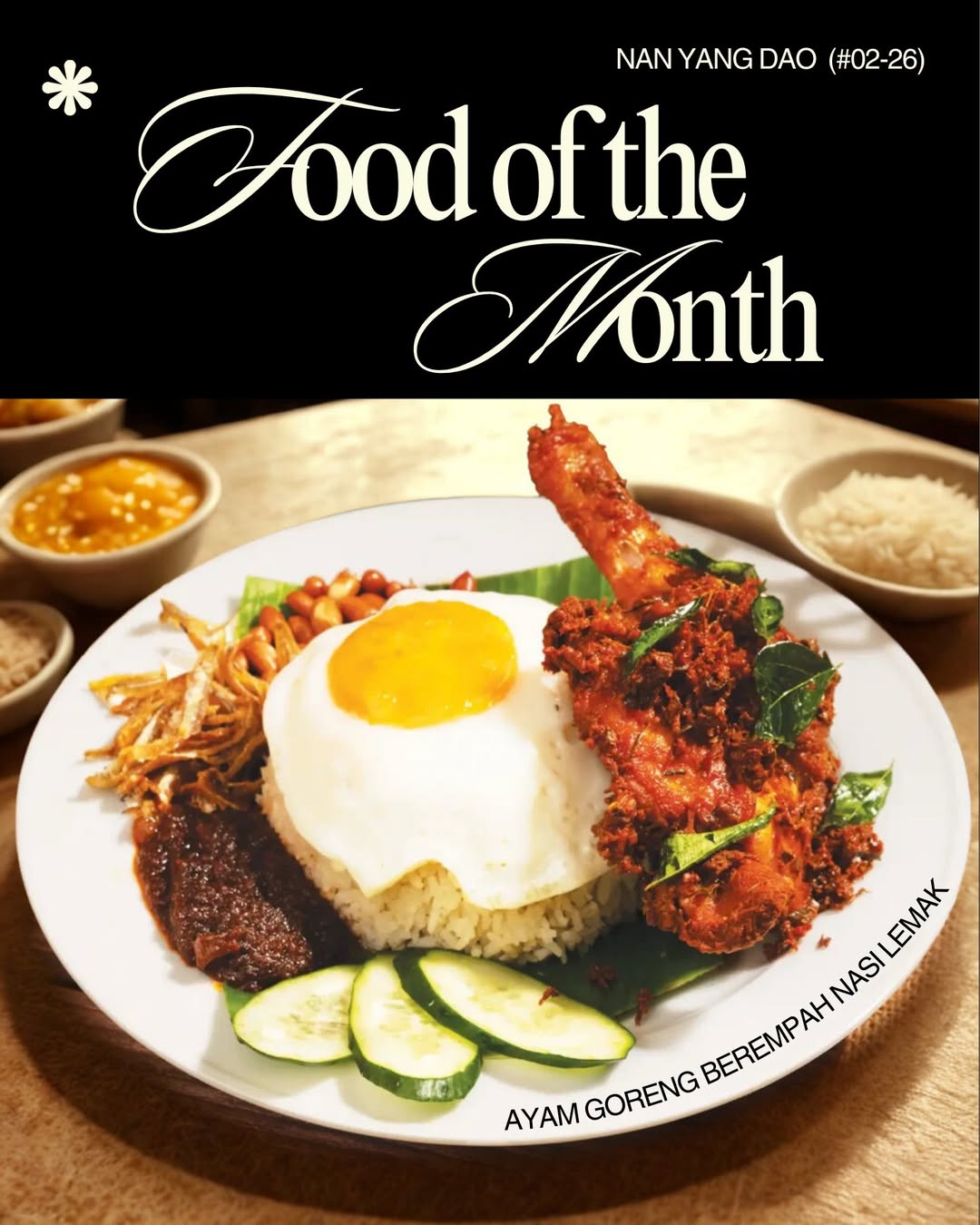 A delicious plate of Ayam Goreng Berempah Nasi Lemak from Nan Yang Dao