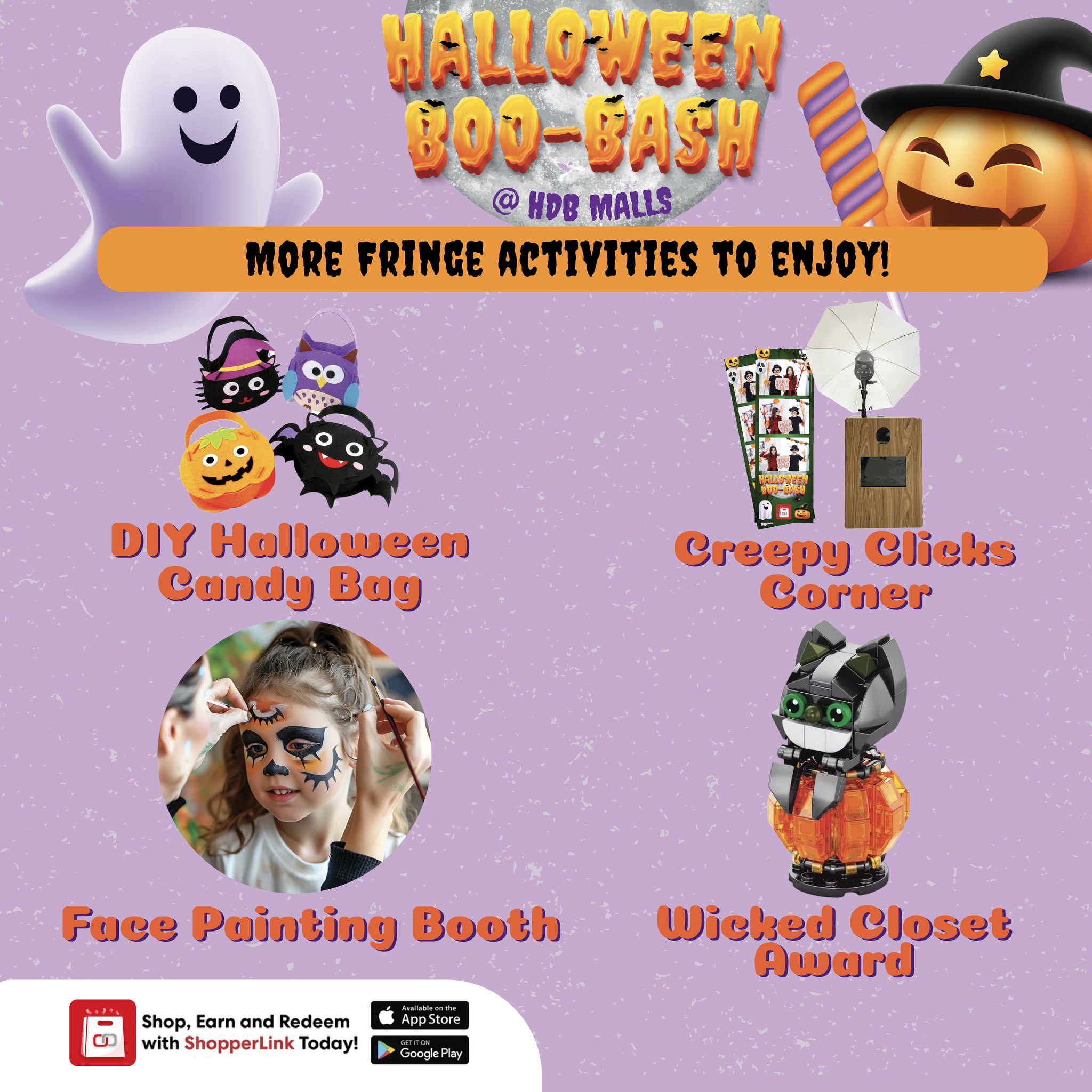 Attendees collecting sweet treats at the Halloween Boo-Bash event