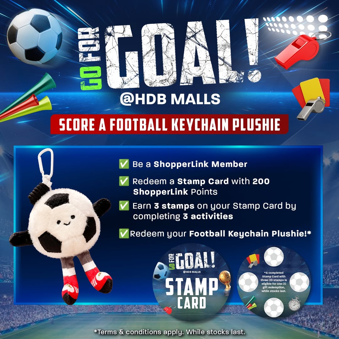 Football Keychain Plushie redemption promotion at HDB Malls
