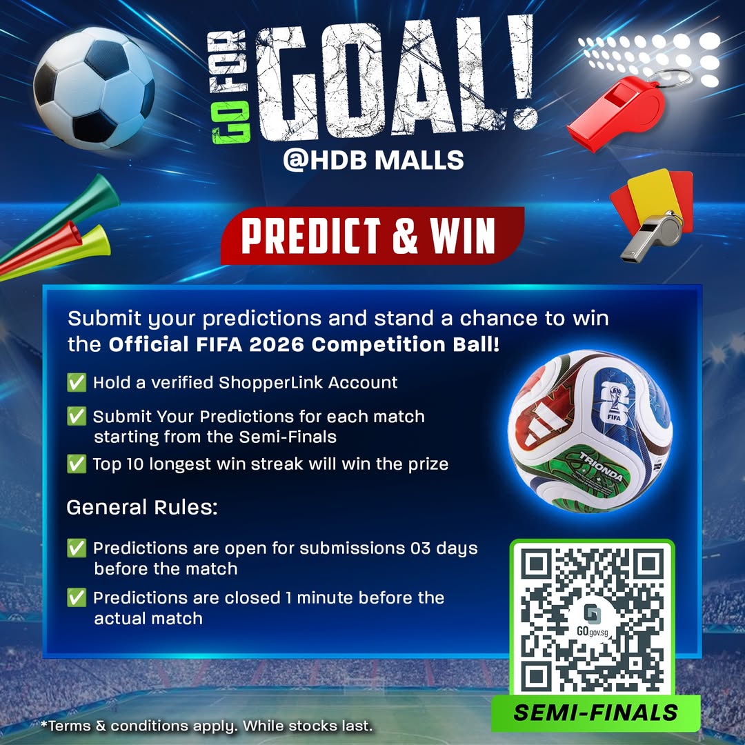 Go For Goal 2026 prediction contest at HDB Malls