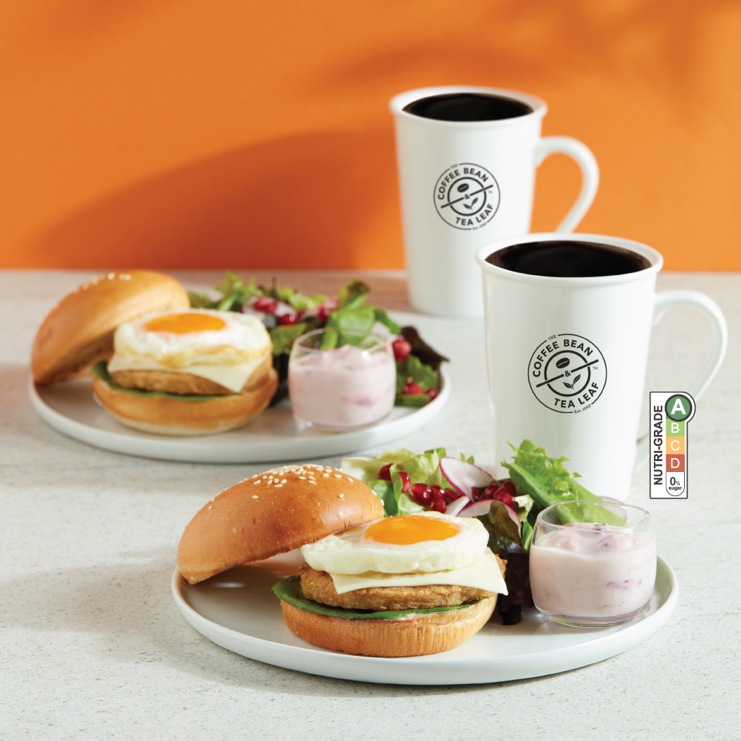 The Coffee Bean & Tea Leaf Singapore's Chicken Patty & Sunny Side Up Breakfast Burger Set