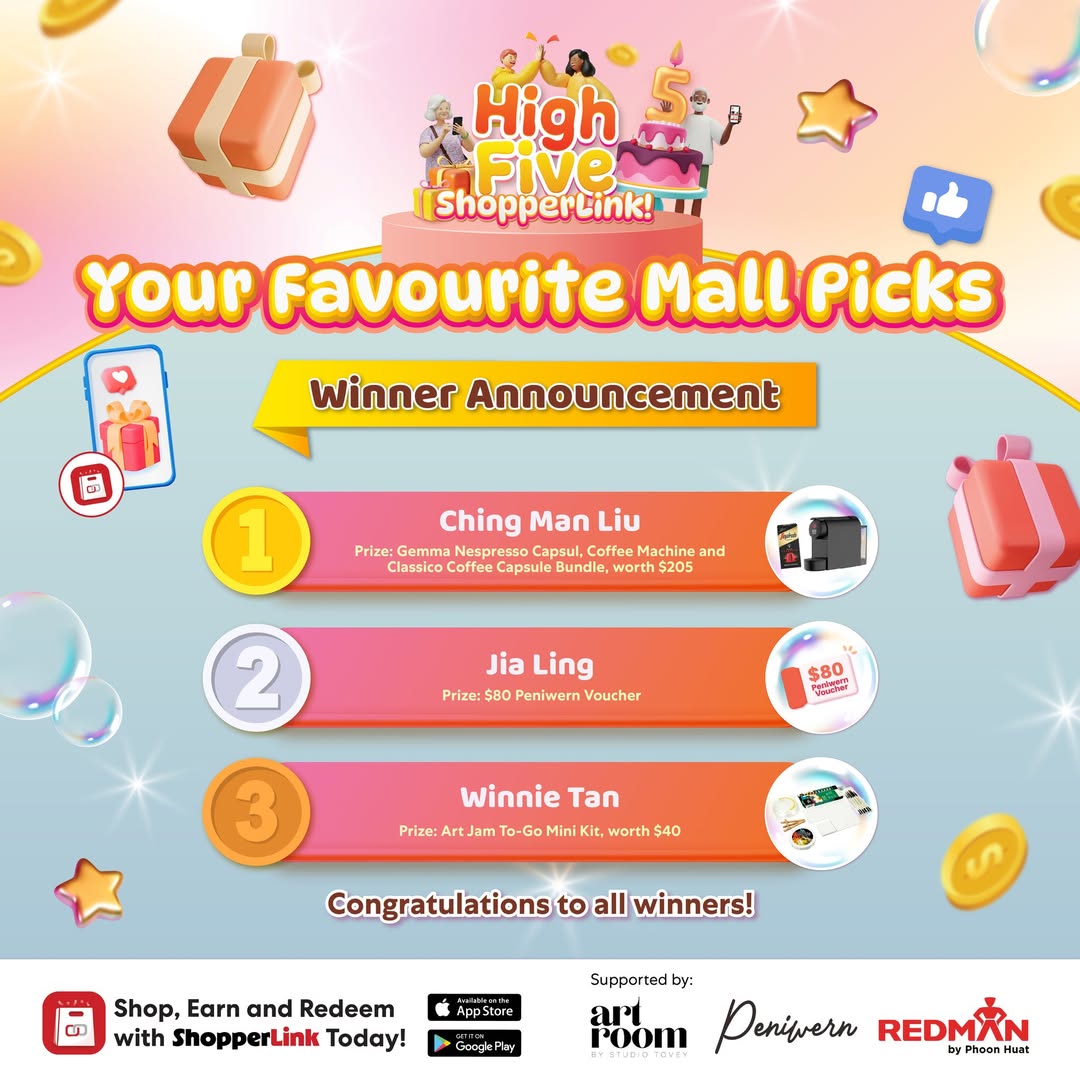 ShopperLink 5th Birthday Contest winners announcement at Anchorvale Village