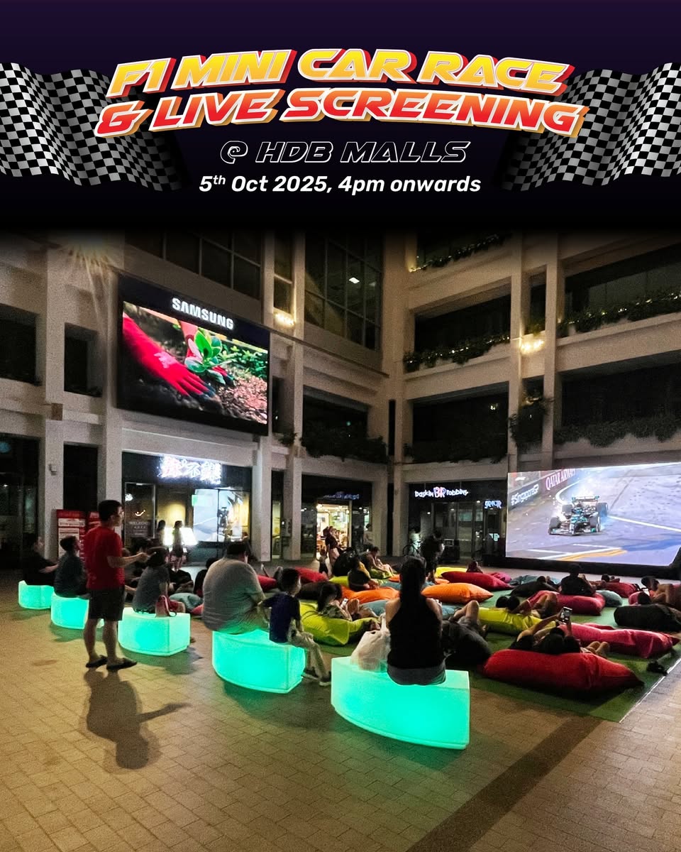 Promotional image for the F1 Mini Car Race and Live Screening event.