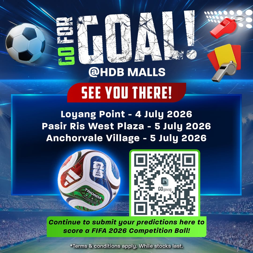 Go For Goal football event at HDB Malls featuring FIFA 2026 World Cup Competition Ball