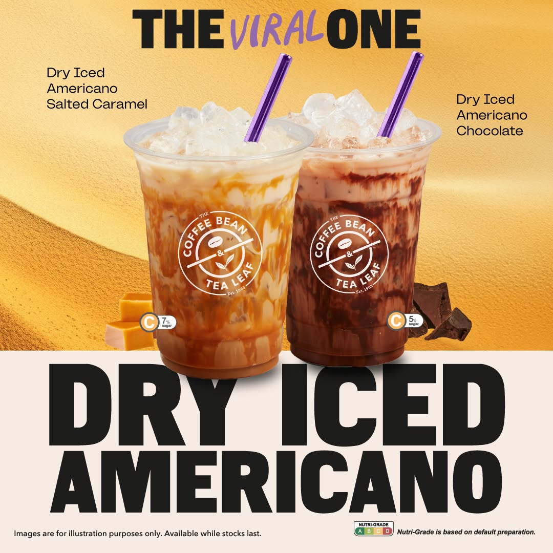 Coffee Bean Dry Iced Americano Salted Caramel and Chocolate drinks