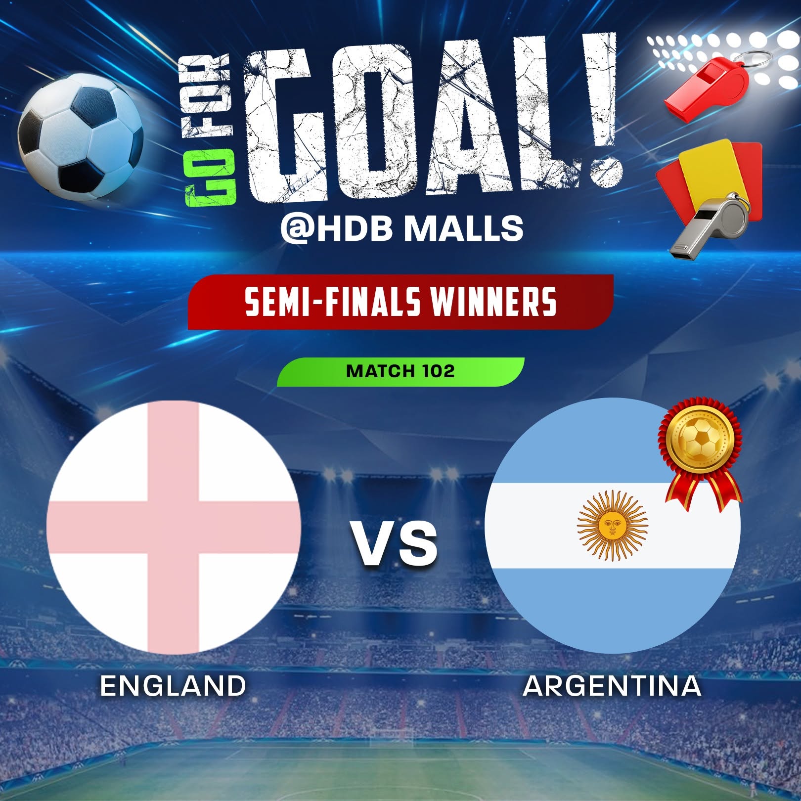 Go For Goal semi-finals winners match graphic