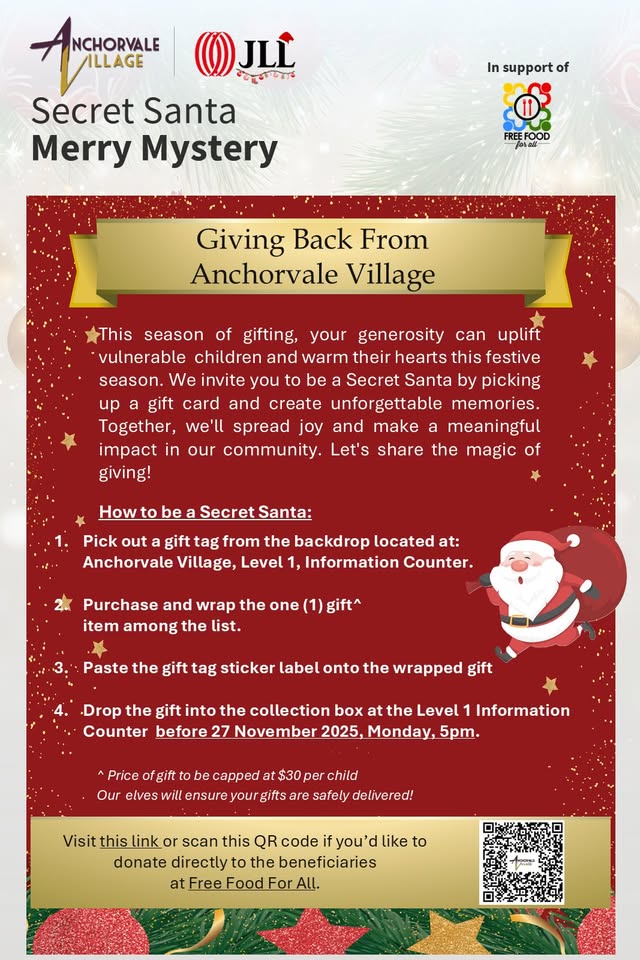 A festive display of gift tags at Anchorvale Village for the Secret Santa initiative.