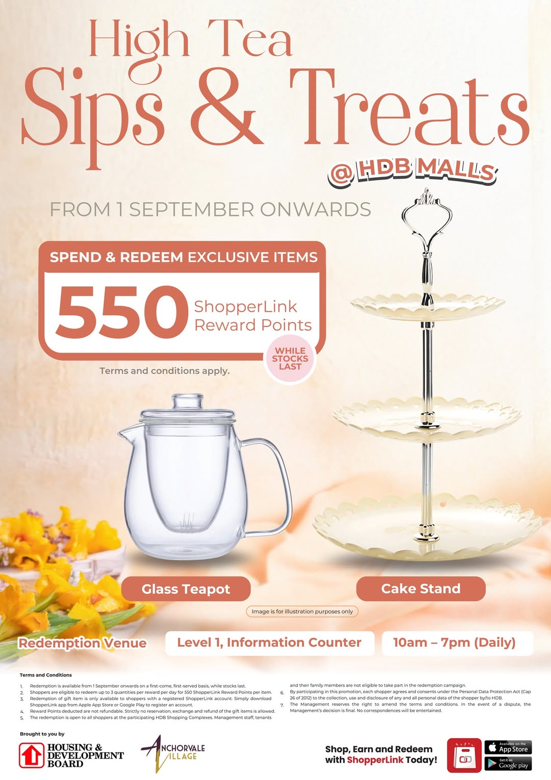 Elegant glass teapot and cake stand set for high tea